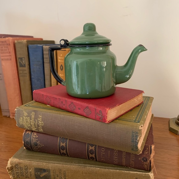 Vintage Other - Vintage Small Green Enamel Tea Kettle